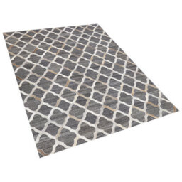 Beliani Rug Rolunay Dark Grey 160 X 230 Cm Leather - thumbnail 4