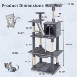 158 Cm Tall Multi-Level Cat Condo Cat Tree Tower For Indoor Cats - thumbnail 2