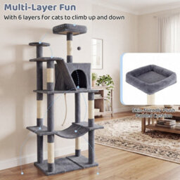 158 Cm Tall Multi-Level Cat Condo Cat Tree Tower For Indoor Cats - thumbnail 5