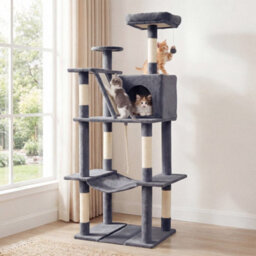 158 Cm Tall Multi-Level Cat Condo Cat Tree Tower For Indoor Cats - thumbnail 3