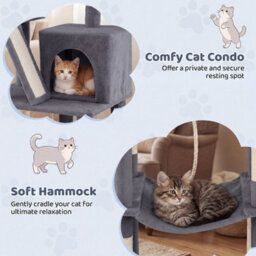 158 Cm Tall Multi-Level Cat Condo Cat Tree Tower For Indoor Cats - thumbnail 4