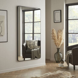 The Online Mirror Shop Large Mirror Camden Rectangular Shape, Curved Corner With Black Aluminium Frame- H150Cm X W85Cm X D3Cm For Living Room - thumbnail 2