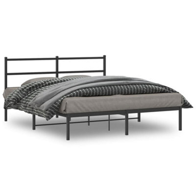 Berkfield Metal Bed Frame Without Mattress With Headboard Black 160X200Cm - image 1