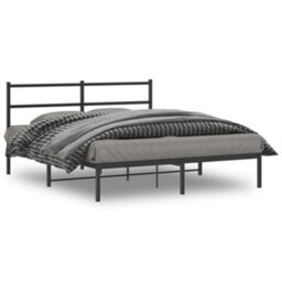Berkfield Metal Bed Frame Without Mattress With Headboard Black 160X200Cm - thumbnail 1