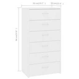 Vidaxl Sideboard With 6 Drawers White 50X34X96 Cm Engineered Wood - thumbnail 6