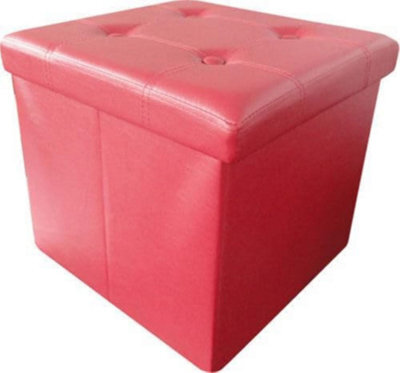 Large Pink Single Ottoman Stool Faux Leather Folding Seat Chest Folding Storage Box - image 1