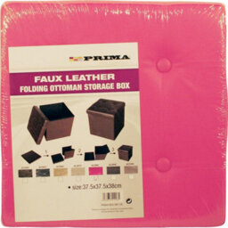 Large Pink Single Ottoman Stool Faux Leather Folding Seat Chest Folding Storage Box - thumbnail 2