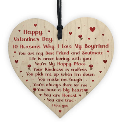 Red Ocean Novelty Valentines Gift For Boyfriend Wooden Heart Gift For Him Special Keepsake Love Sign - image 1