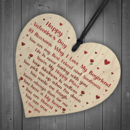 Red Ocean Novelty Valentines Gift For Boyfriend Wooden Heart Gift For Him Special Keepsake Love Sign - thumbnail 6