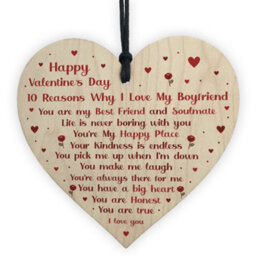 Red Ocean Novelty Valentines Gift For Boyfriend Wooden Heart Gift For Him Special Keepsake Love Sign - thumbnail 1