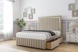 "Sloomy Boston Gold Almond Coniston Divan Bed 2 Drawers Left Side-54"" Floor Standing Headboard 12"" Footboard 3' Single" - thumbnail 4