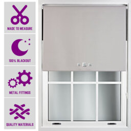 Triple Square Eyelet Blackout Roller Blind With Metal Fittings Free Alteration By Furnished - Grey (W)150Cm X (L)165Cm