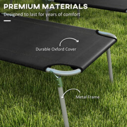 Outsunny Folding Sun Lounger Set Of 2 W/ Sunshade Adjustable Backrest Black - thumbnail 7