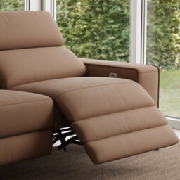 Valencia Esther Top Grain Leather Loveseat Sofa Brown Kiln Dried Hardwood Frame Power Headrests Power Recliners - thumbnail 4