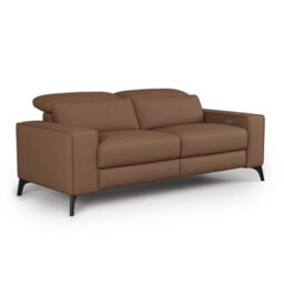 Valencia Esther Top Grain Leather Loveseat Sofa Brown Kiln Dried Hardwood Frame Power Headrests Power Recliners - thumbnail 1