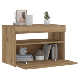 Berkfield Bedside Cabinet With Led Lights Artisan Oak 60X35X40 Cm Engineered Wood - thumbnail 1