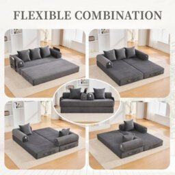 Matteo Modular 2-Seater Corduroy Sofa - Dark Gray - thumbnail 2