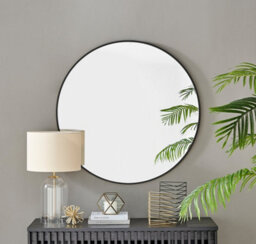 Furniturebox Emma 100Cm Large Art Deco Black Metal Frame Round Hallway Bedroom Dining And Living Room Wall Mirror - thumbnail 2