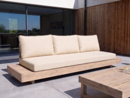 Beliani Garden Sofa 3 Seater Marettimo Certified Acacia Wood Beige - thumbnail 2