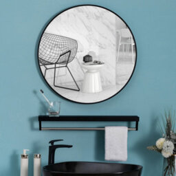 Living And Home Black Round Wall Mirror Diameter 60Cm