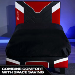 X Rocker X-Rocker Cerberus Gaming Bed, 3Ft Single Upholstered Bedstead Frame, Red Black White With 90X190Cm Mattress Included - thumbnail 5