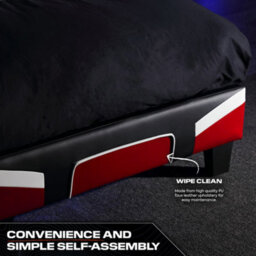 X Rocker X-Rocker Cerberus Gaming Bed, 3Ft Single Upholstered Bedstead Frame, Red Black White With 90X190Cm Mattress Included - thumbnail 4