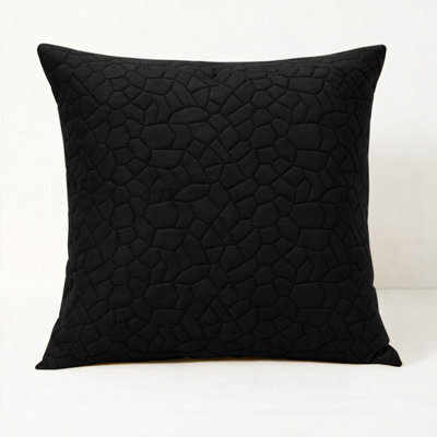 Ameha Black Embossed Pebbles Velvet Cushion Cover, 18X18 Inch, Ultra Soft, Breathable & Hypoallergenic