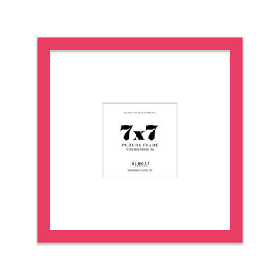 "7X7"" Bright Pink Picture Frame - 7X7"" Square Frame With 4X4"" Mount For 7X7""/4X4"" Pictures Art Deco Style Room Decor, 1 Pack" - image 1