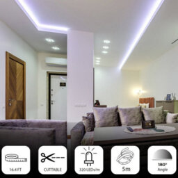 Ener-J 5M Led Cob Strip Light 320 Leds Per Metre 24V 4000K With Rf Dimmer And 25W Power Supply - thumbnail 7