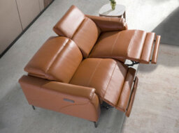 Angel Cerda Luxurious 2-Seater Brown Leather Relax Sofa With Electric Recline - thumbnail 5