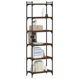 Berkfield Bookcase 6-Tier Brown Oak 60X30X188 Cm Engineered Wood - thumbnail 3