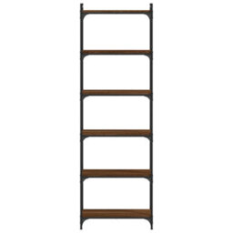 Berkfield Bookcase 6-Tier Brown Oak 60X30X188 Cm Engineered Wood - thumbnail 4