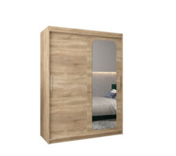 Arte Uppsala T2 Sliding Door Wardrobe 150Cm In Oak Sonoma - Timeless Storage With Mirrored Functionality - thumbnail 2