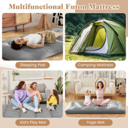 Costway Foldable Tatami Mat Floor Futon Mattress Roll Up Sleeping Pad W/ Washable Cover, Small Double/double/king Size - thumbnail 8