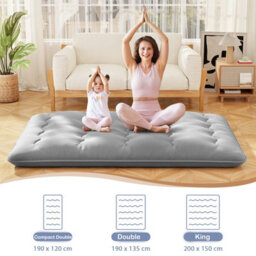 Costway Foldable Tatami Mat Floor Futon Mattress Roll Up Sleeping Pad W/ Washable Cover, Small Double/double/king Size - thumbnail 4