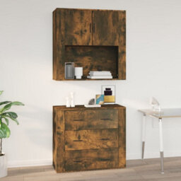 Berkfield Wall Cabinet Smoked Oak 80X33X80 Cm Engineered Wood - thumbnail 1