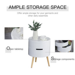 Wyld Haus Lalo Set Of 2 Round 3-Tier Wooden Side Tables With Hidden Storage And Tray Tops - White And Natural - thumbnail 5