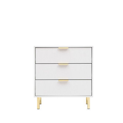 MMT Funiture Designs White Gloss Chest Of Drawers, Gold Handles & Legs, 3 Drawer - image 1