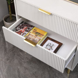 MMT Funiture Designs White Gloss Chest Of Drawers, Gold Handles & Legs, 3 Drawer - thumbnail 9