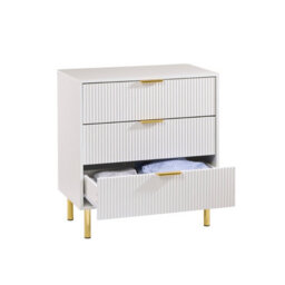 MMT Funiture Designs White Gloss Chest Of Drawers, Gold Handles & Legs, 3 Drawer - thumbnail 2