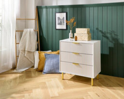 MMT Funiture Designs White Gloss Chest Of Drawers, Gold Handles & Legs, 3 Drawer - thumbnail 3
