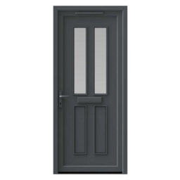 Fortia Chesil Glass Frosted Glazed Anthracite Rh External Front Door Set, (H)2085mm (W)840mm - thumbnail 1