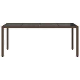 Berkfield Garden Table With Glass Top Brown 190X90X75 Cm Poly Rattan - thumbnail 4