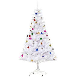 Homcom 5Ft Snow Artificial Christmas Tree W/ Metal Stand Decorations Home White - thumbnail 2