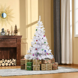 Homcom 5Ft Snow Artificial Christmas Tree W/ Metal Stand Decorations Home White - thumbnail 1