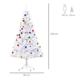 Homcom 5Ft Snow Artificial Christmas Tree W/ Metal Stand Decorations Home White - thumbnail 3