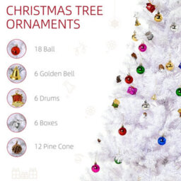 Homcom 5Ft Snow Artificial Christmas Tree W/ Metal Stand Decorations Home White - thumbnail 4