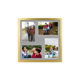 AK Frames 12X12 Gold Sleek Multi Photo Frame With Silver Mount - Holds 4 Apertures (4X) 6X4 Photos - thumbnail 1