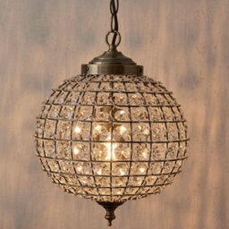Hanging Ceiling Pendant Light Antique Brass Glass Round Metal Lamp Shade Holder - thumbnail 3