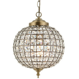 Hanging Ceiling Pendant Light Antique Brass Glass Round Metal Lamp Shade Holder - thumbnail 1